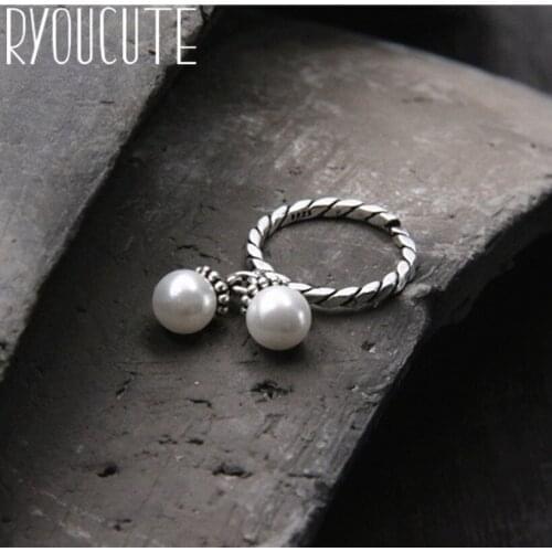 Boho Vintage Silver Color Beads Rings for Women Lover Finger Ring Valentines Day Gifts
