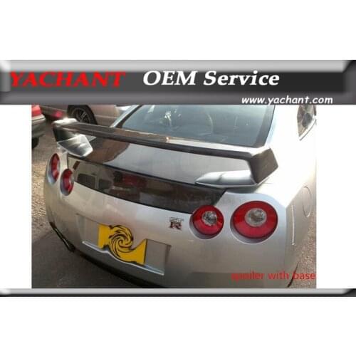 Cat-Styling Carbon Fiber Rear Trunk Spoiler with Base Fit For 2008-2020 R35 GTR CBA DBA Mines Style Rear Spoiler with Base