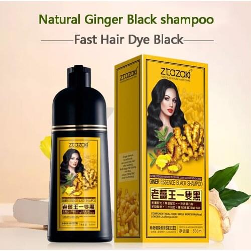 ZtaZaki 2pcs/Lot Natural Ginger Black Hair Dye Shampoo Permanent Black Hair Dye Shampoo For Woman Cover Gray Hair Shampoo Dyeing