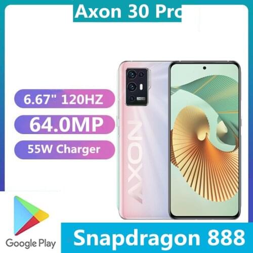DHL Fast Delivery ZTE Axon 30 Pro 5G Android Phone 65W Charge 6.67" 120HZ Snapdragon 888 64.0MP Screen Fingerprint OTA Dual Sim
