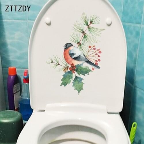 ZTTZDY 16.8×23.8CM Hand Painted Bird On Branch Bathroom Toilet Stickers Home Wall Decoration T2-1364