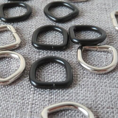 10pcs Inner 10mm 12mm Nickle Metal D Ring Half Round Buckle DIY Small Dog Cat Collar Bag Straps Belt Loop Clasp Sewing Accessory