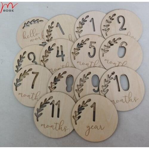 14pcs Wood Milestones + Fabric Bags for Your Baby Round Milestone Cards Gift Idea for Birth