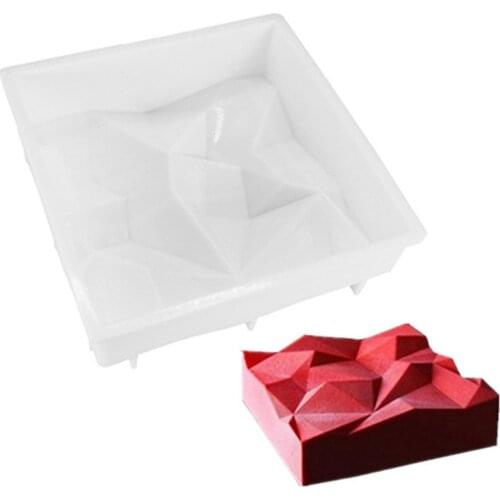 3D Silicone Cake Mold Square Irregularity Geometry Bake Tools For Fondant Cakes Mousse Dessert