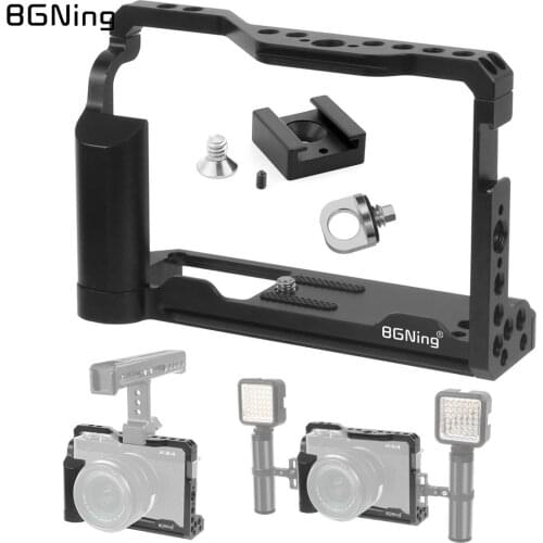Aluminum Camera Cage for Fuji X-E4 XE4 Form-fitting Border Frame w/ Cold Shoe Arri Mount Handgrip Wristband Light Monitor Holder