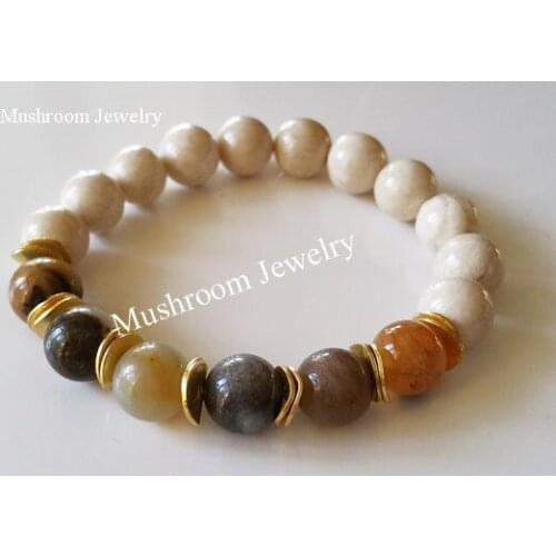 Boho Chic Gold Wavy Spacer Beads Stretch Bracelet Boho Stack Bracelet