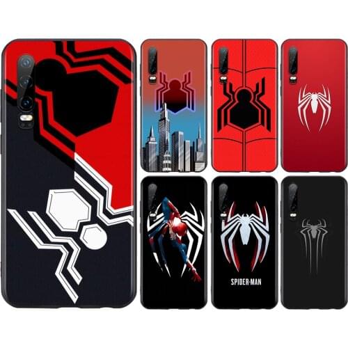 Marvel Spider-Man Logo For Huawei P50 P40 P30 P20 P10 P9 P8 Lite E Pro Plus Lite Mini 2019 2017 Black Soft Phone Case