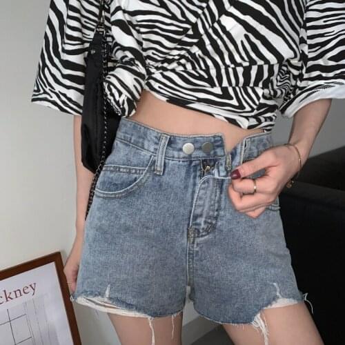Denim Shorts for Women 2021 Womens Ripped Wide-leg Pants Vintage High Waist Shorts A-line Sexy Jeans for Female Shorts