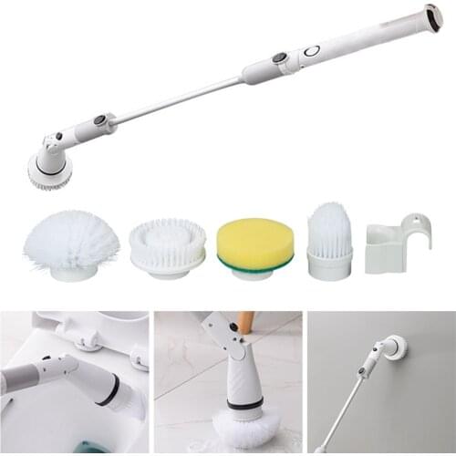 Electric Spin Scrubber Turbo Scrub Cleaning Brush Cordless Chargeable Bathroom Cleaner with Extension Handle Adaptive Brush Tub