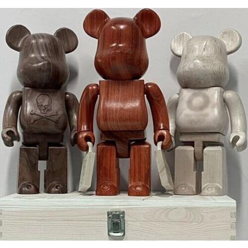 New 400% Wooden Bearbricklys Action Figures Bear Wood Dolls Home Decoration Toys Collectible Figurine Ornaments for Friends Gift