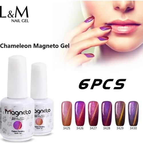 6 Pcs Kit Chameleon Magneto Gel Magnetic 15ml 3D Cat Eyes Colorful Phantom Polish Brands Gorgeous Bright Long Lasting Soak Off