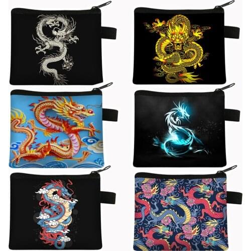 Gothic Asian Dragon Coin Purse Harajuku Women Men Wallet Small Clutch Boys Girls Hip Hop Purse Keys Cards Money Holder Bags Gift