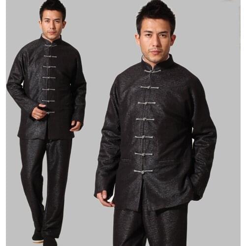 Chinese Tang Suit Mens high quality traditional clothing Kung Fu Martial Arts Uniforms two piece Set autumn winter costume