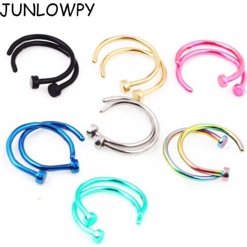 Nose Piercing mix 7 colors 100pcs Titanium Anodized Clip Hoop Nose Rings Body Jewelry Drop Shipping