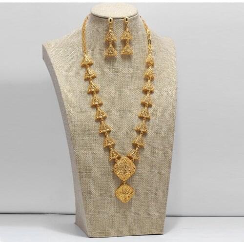Big Size/Heavy Fashion Necklace/Earrings Jewelry Sets For Women Gold Color Arab/Ethiopian Jewelry Luxury Wedding Gifts