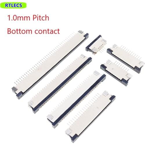 100pcs FFC / FPC connector 1.0 mm 4 Pin 5 6 7 8 10 12 14 16 18 20 22 24 26 18 30 P Bottom Contact Right angle SMD / SMT ZIF