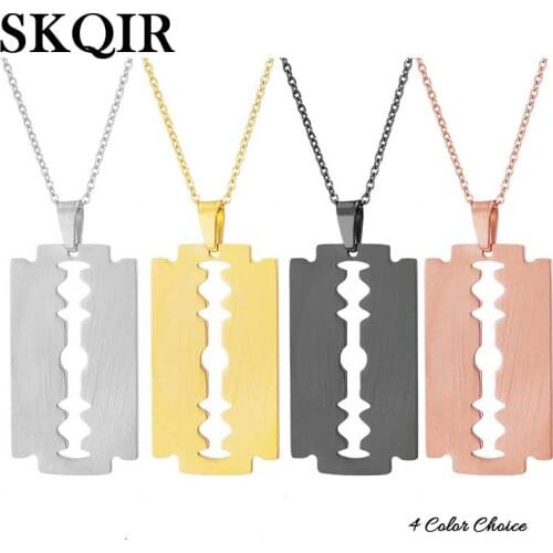 Creative Blade Necklace 4 Colors Stainless Steel Chain Choker Blade Pendant Fashion Jewelry Women Man Gift 2019