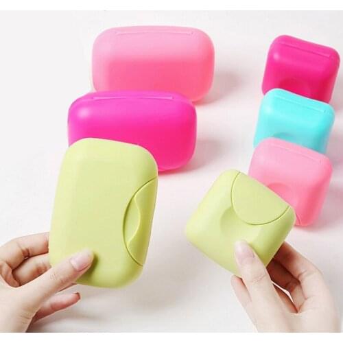 Creative Hot Style Plastic Solid Color Easy To Carry On Business Trip Travel Sealed With Cover Shower Waterproof Soap Box S/L