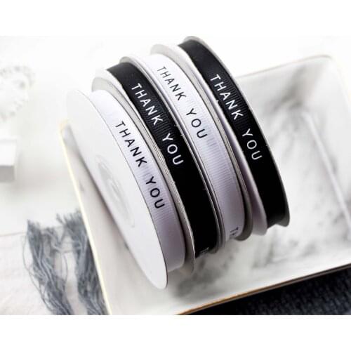 10mm Grosgrain Ribbon printed thank you Threaded ribbon DIY Hair Head Ornament Trim Sewing Ribbon Handcraft Decoration Materials