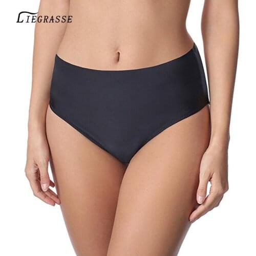 Liegrasse Sexy Womens Hot Swimming Trunks Two-Piece Separates Bikini Shorts Brief Bottom Mid Waist Swimwear Beachwear Underwear