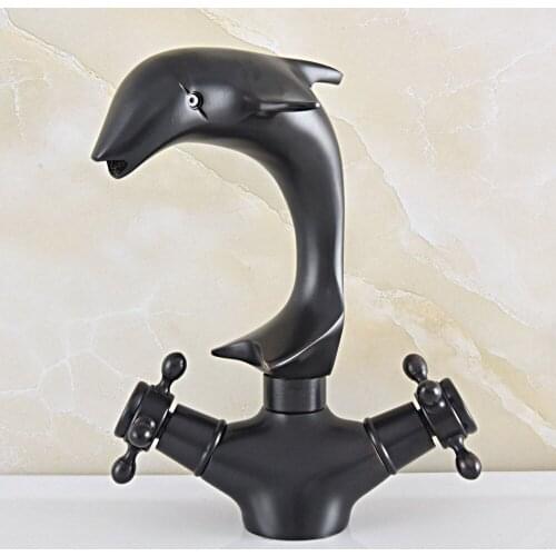 Oil Rubbed Bronze Bathroom Faucet Basin Faucets Dolphin Shape Tap Double Handle Hot and Cold Water Mixer Taps Nsf846