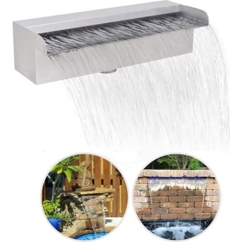 Stainless steel swimming pool waterfall spillway with led strip for wall garden outdoor waterfall fountain
