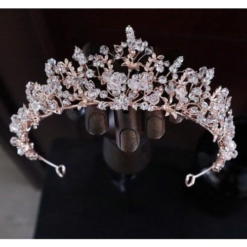 2021 New Korean atmosphere crystal wedding dress tiara Bride super fairy crown adult birthday party dress crown