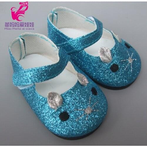 18 inch doll Gliter Pink Blue Color 7cm Cutemouse Doll Shoes for 43CM Baby baby Doll Shoes