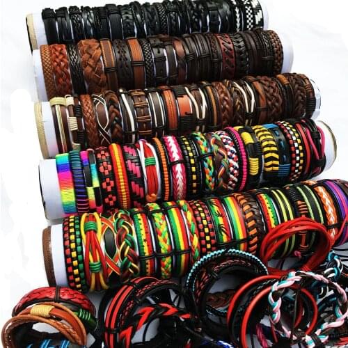 ZotatBele Wholesale Lots 10Pcs Retro Mix Styles Braided Ethinc Tribal Leather Bracelets For Men Women (Random 10pcs ) MX7