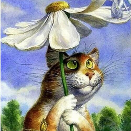 Full Diamond Painting Cross Stitch Round Diamond Mosaic Craft Diamond Embroidery 5D Diy Needlework Animal Cat Paintings