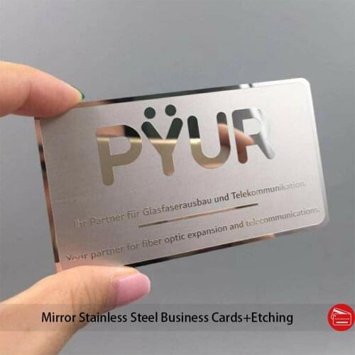 Custom luxury metal business card polished finish metal business card mirror effect surface