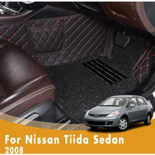 RHD Luxury Double Layer Wire Loop Carpets Car Floor Mats For Nissan Tiida Sedan 2008 Floorliners Custom Protect Accessories Rugs