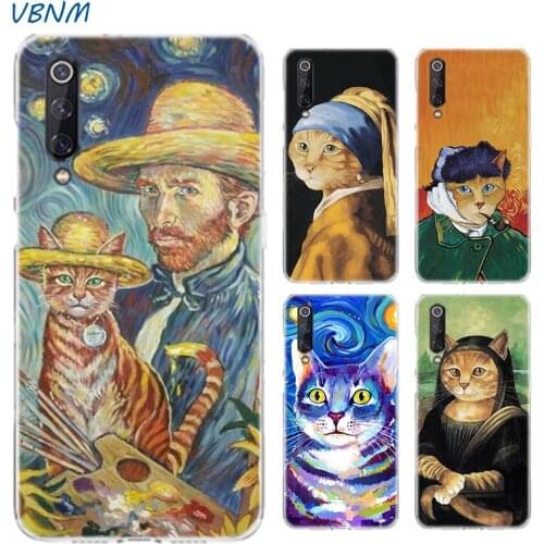 Funny Painting Cat Art Aesthetics Case For Xiaomi Redmi Note 10 9 8 lite A3 S2 5X 6X CC9 CC9E 9SE 8SE 9T F1 Silicone Cover