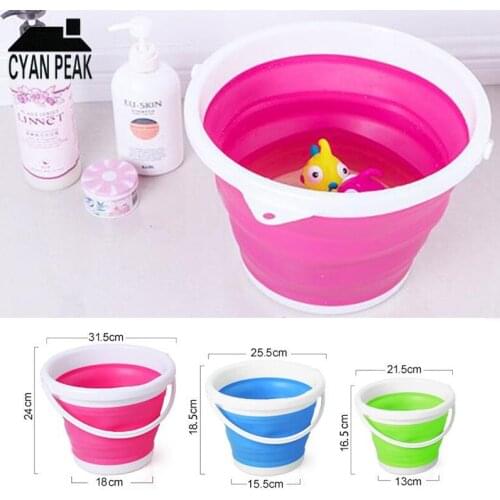 Outdoor Folding Travel Bath Bucket Silicone Foldable Buckets Kitchen Storage Multifunction Portable Fishing Camp Car Wash Tubs