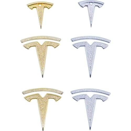 Car Styling sticker for Tesla Model 3 steering wheel front rear Trunk logo Emblem Badge diamond decoration stickers accessories