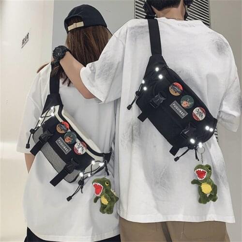 Patchwork Messenger Bag for Women and Men Personality Waist Bag Trend Hip-Hop Harajuku Tooling Street Style High-Quality Fashion