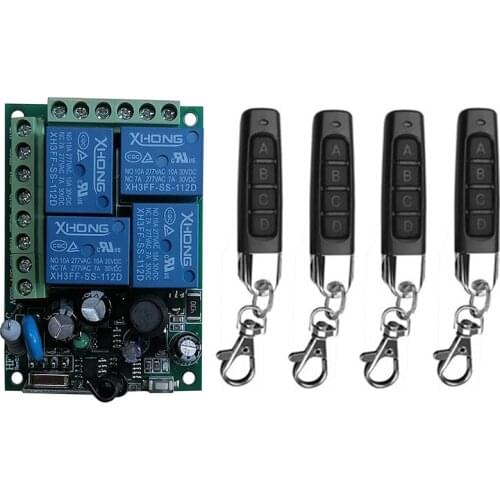 Universal Wireless Remote Control AC110V 220V 4CH Relay Radio Receiver Module Remote controller RF Switch for Gate Garage opener
