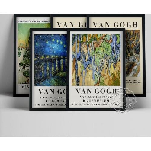Vincent Van Gogh Vintage Prints Art Poster, The Starry Night Classic Canvas Painting, Large Plane Trees Exhibition Museum Decor