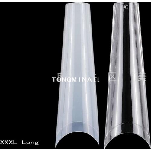 XXXL 600PC Extra Long Coffin C Curved French Nail Tips Tapered Press On Nails, Clear Natural Style Straight Nail Extensions D005