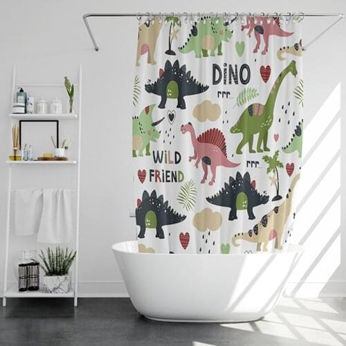 High Quality Waterproof Polyester Fabric Shower Curtains Cartoon Dinosaur Printed Bath Curtain for Bathroom Decoration