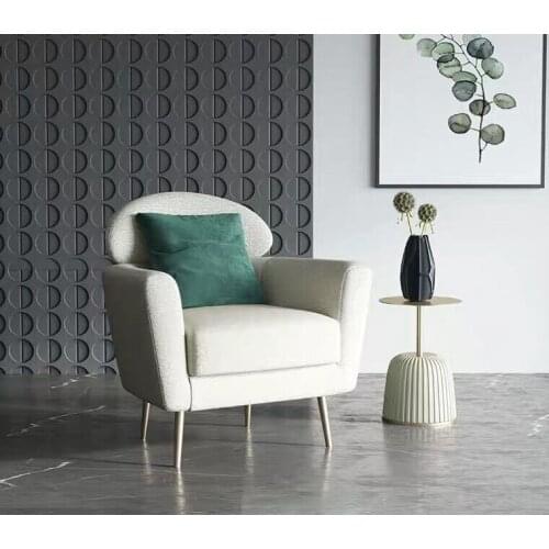 ChinaFurniture processing and production factory modern light luxury fabric single sofa with stainless steel foot