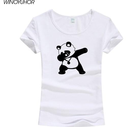 Dabbing Panda T Shirt Women Fashion Short Sleeve O-Neck Tops Funny Cartoon Printed Tee Shirts For Ladies Girl Harajuku Tshirt