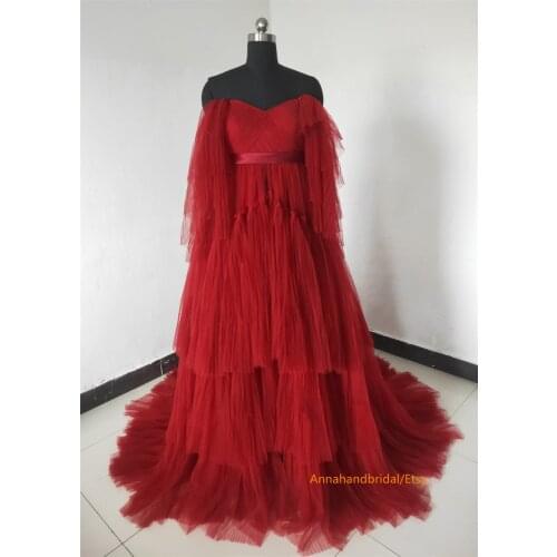 Womens Photography Dress Strapless Nightgown Ruffles Sleepwear Custom Made Lace-up Back Bathrobe Pajamas Prom Bridesmaid Shawel