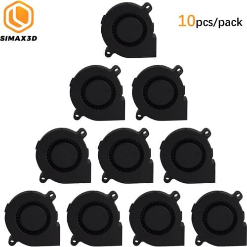 10pcs DC 24V 5015 Blower Cooler Fan Cooling Turbo Fan Brushless 2Pin Turbine Blower Fan 50x50x15mm Plastic Fan for 3D Printer