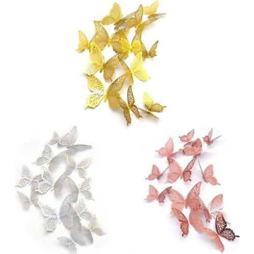 12pcs 3D Hollow Butterfly Wall Sticker For Home Decoration DIY Wall Stickers For Kids Rooms Party Wedding Decor Room Window