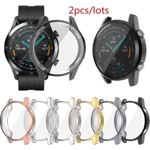 2pcs Watch Case For Huawei Watch GT 2 46mm Case Soft Silicone TPU Protective watch Cover Protector Frame For Huawei GT2 42mm