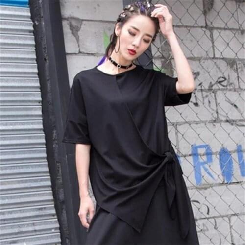 2021 summer new t-shirt Europe and the United States irregular loose short-sleeved jacket fat MM personality splice Plus Size