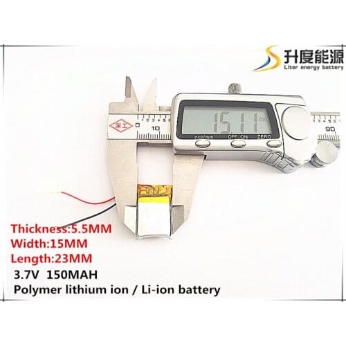 5pcs [SD] 3.7V,150mAH,[551523] Polymer lithium ion / Li-ion battery for TOY,POWER BANK,GPS,mp3,mp4,cell phone,speaker