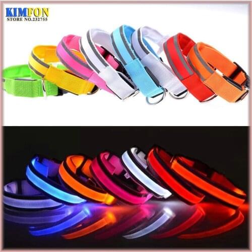 500Pcs/Lot LED Nylon Pet Dog Collar Products LED Light-up Flashing Glow In The Dark Lighted Dog Reflective Collar