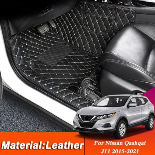 Car Styling PU Leather Foot Mat Cargo For Nissan Qashqai J11 2015-2021 LHD Floor Carpet Tray Protector Pad Auto Accessory